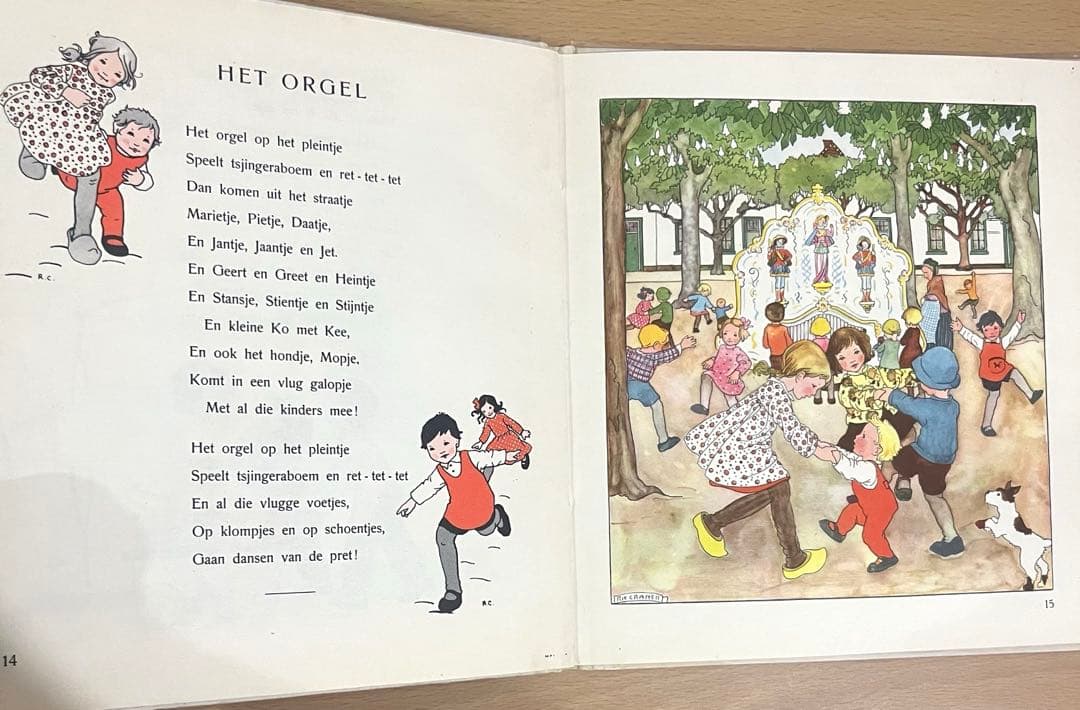 No.372希少 アンティーク 古書 洋書 絵本 児童書 オランダ　童謡