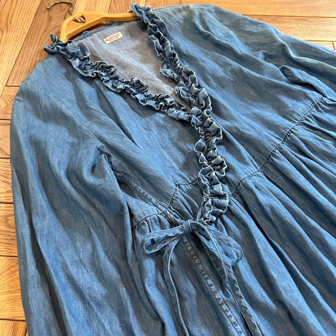 KAPITAL キャピタル 5-5ozデニム フリルカシュクール ワンピース