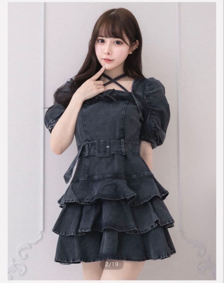 pium ティアードフリルミニワンピース ブラック