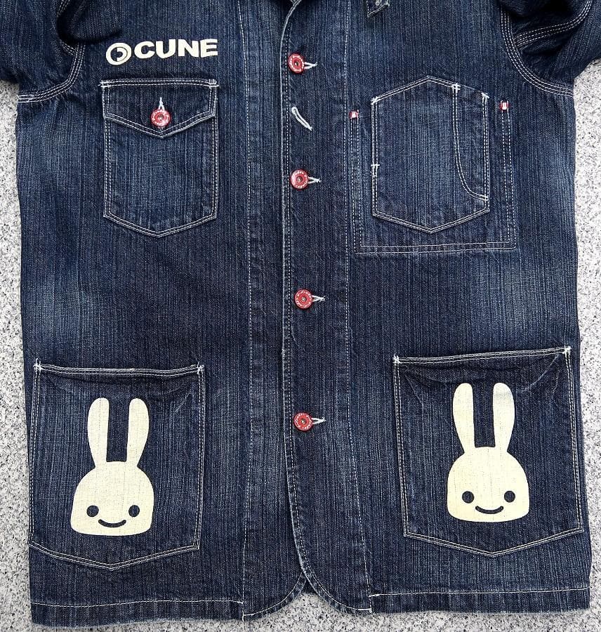 美品 L CUNE キューン デニム カバーオール USED加工