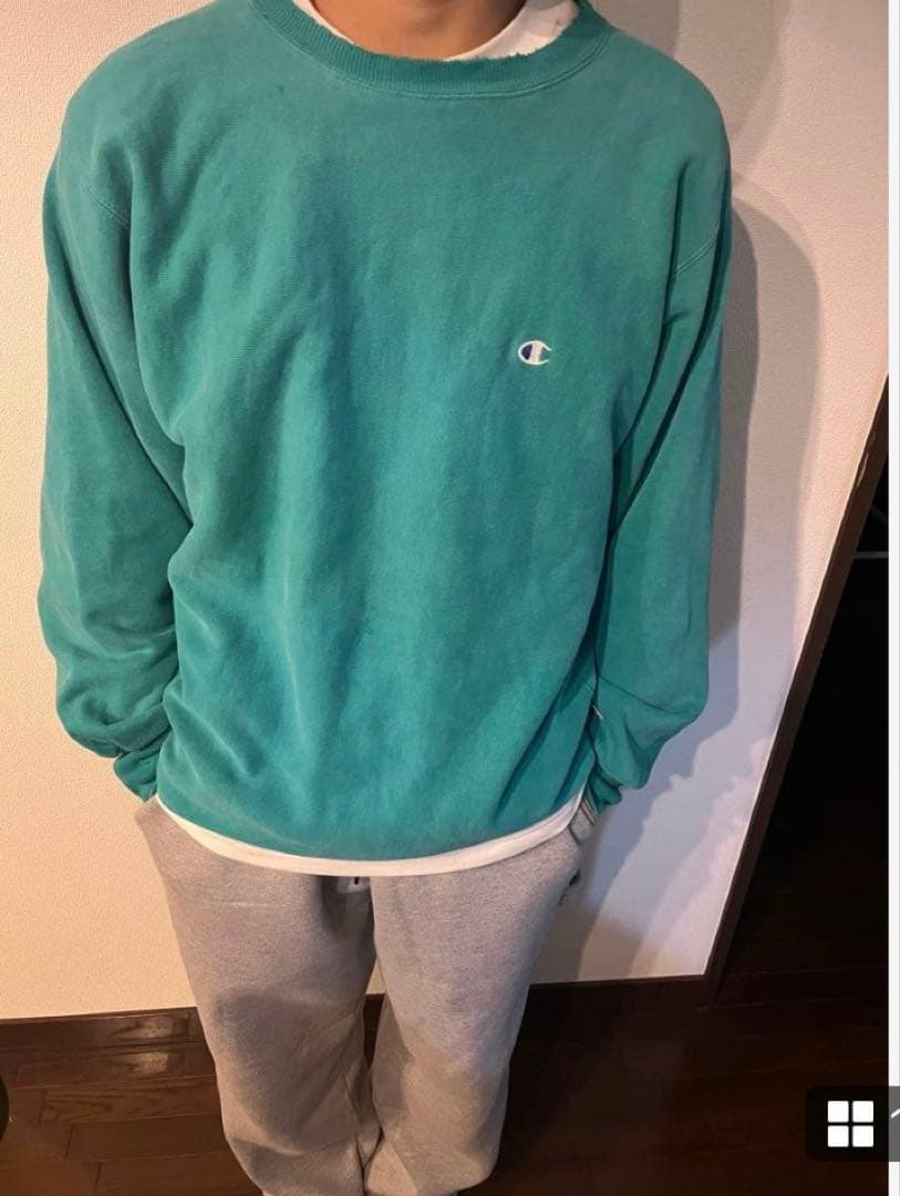 【古着】Champion Reverse Weave X-Lターコイズ