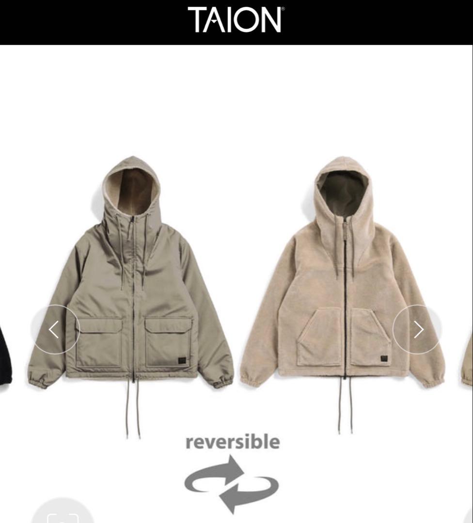 TAIONノンダウン ミリタリー リバーシブル ボア フーディー