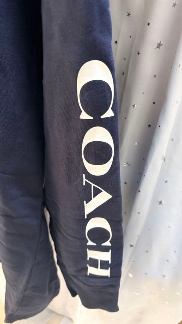 COACH ネイビー フーディー サイドポケット付き