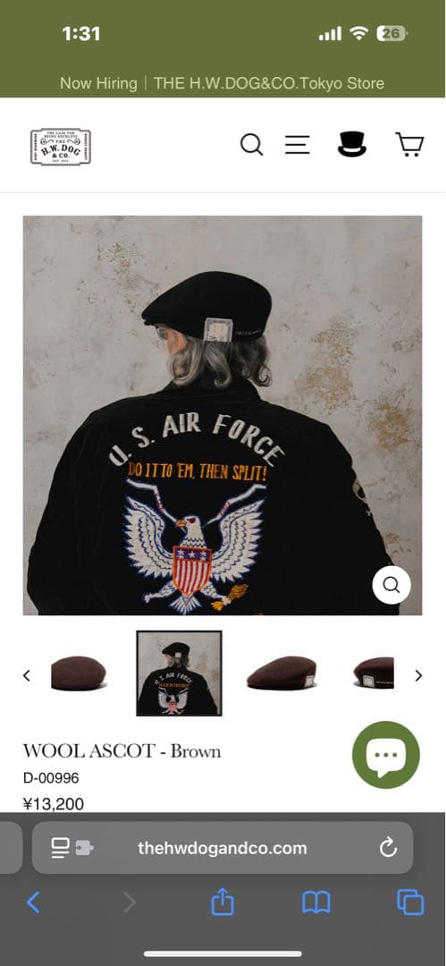 thehwdogandco WOOL ASCOT ブラックベレー帽