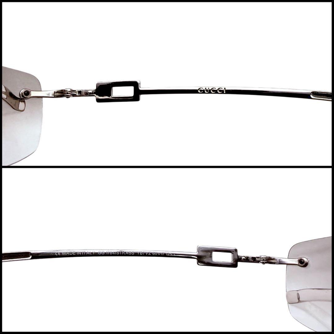 GUCCI グッチ　リムレス　サングラス　スクエアG ラインストーン