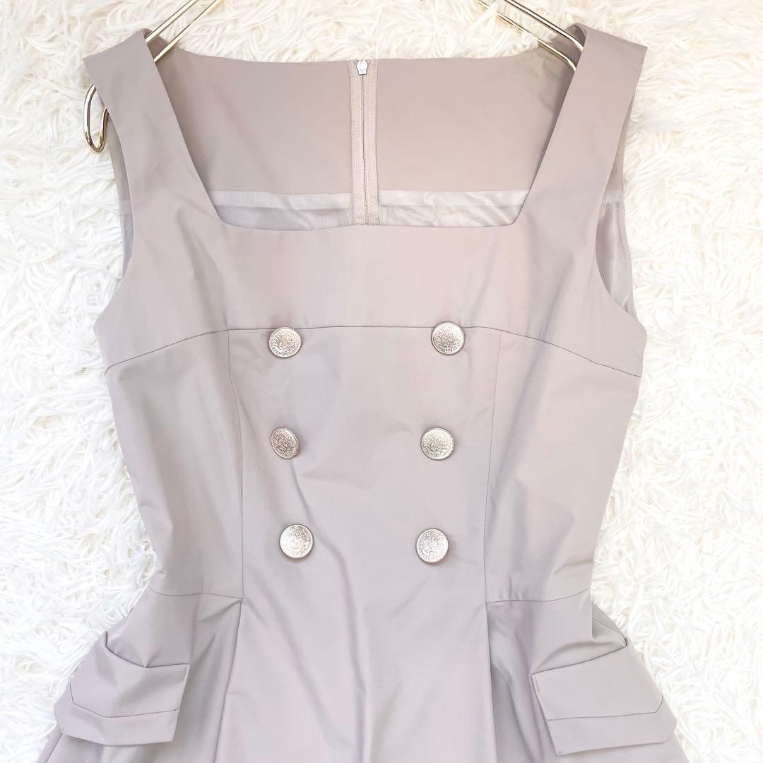 バニラ☆フォクシー ひざ丈ワンピース フレア 金ボタン ノースリーブ 40