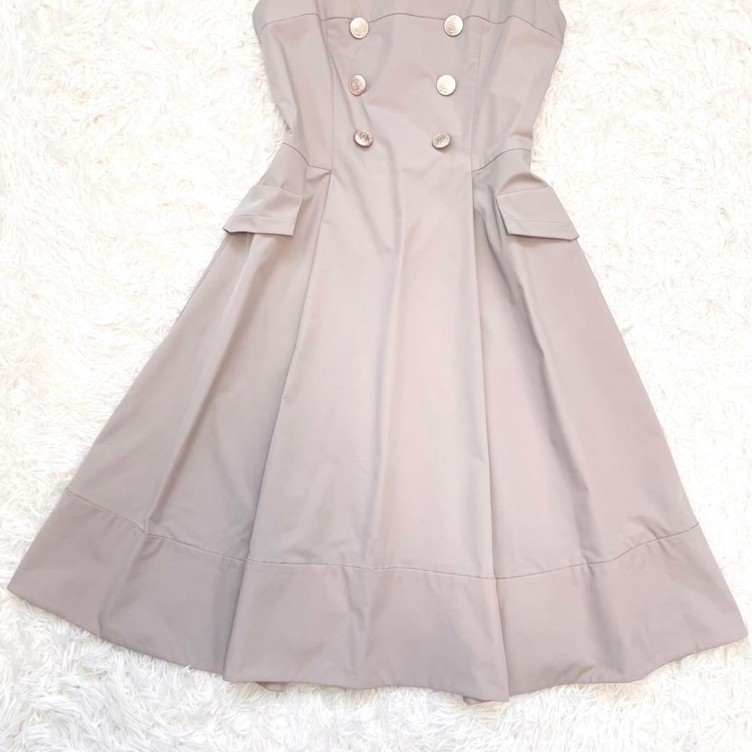 バニラ☆フォクシー ひざ丈ワンピース フレア 金ボタン ノースリーブ 40