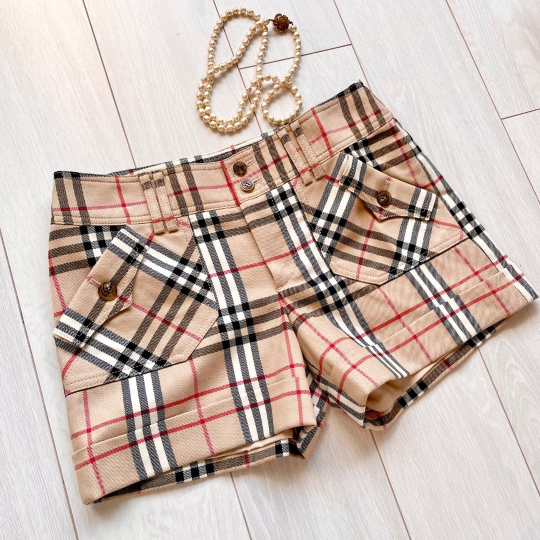 超美品本物バーバリーブルーレーベル上質ウールチェック柄ショートパンツ♫超オシャレ