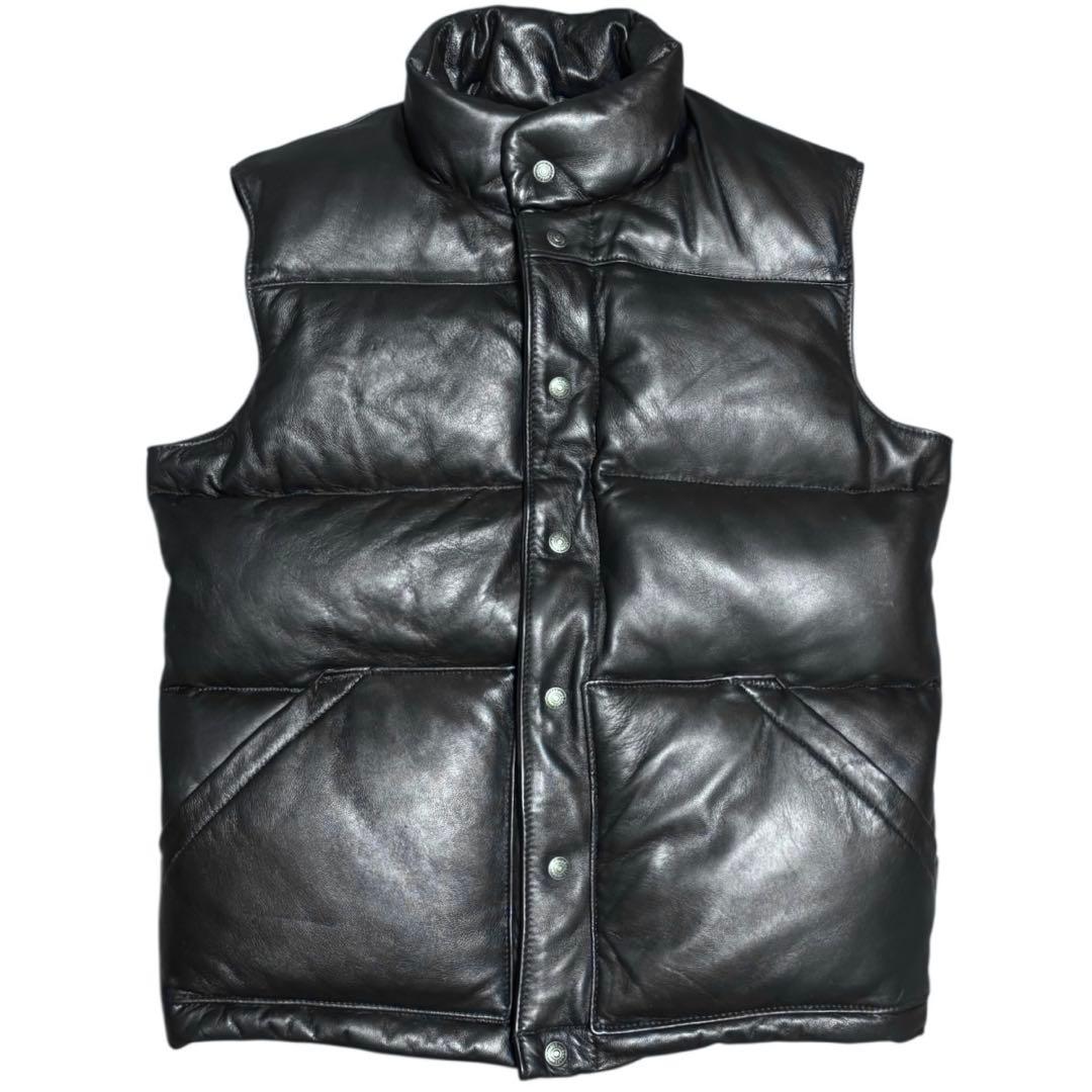 美品 Schott 米国製 204D 羊革 レザーダウンベスト ブラック L