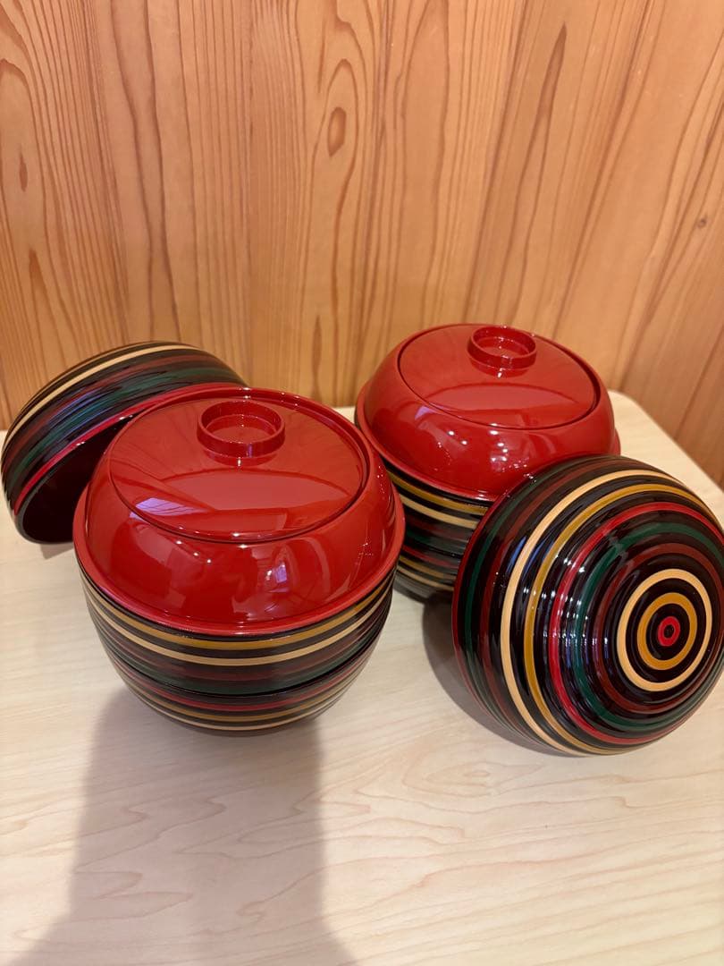 信玄弁当箱　独楽塗り　２客セット