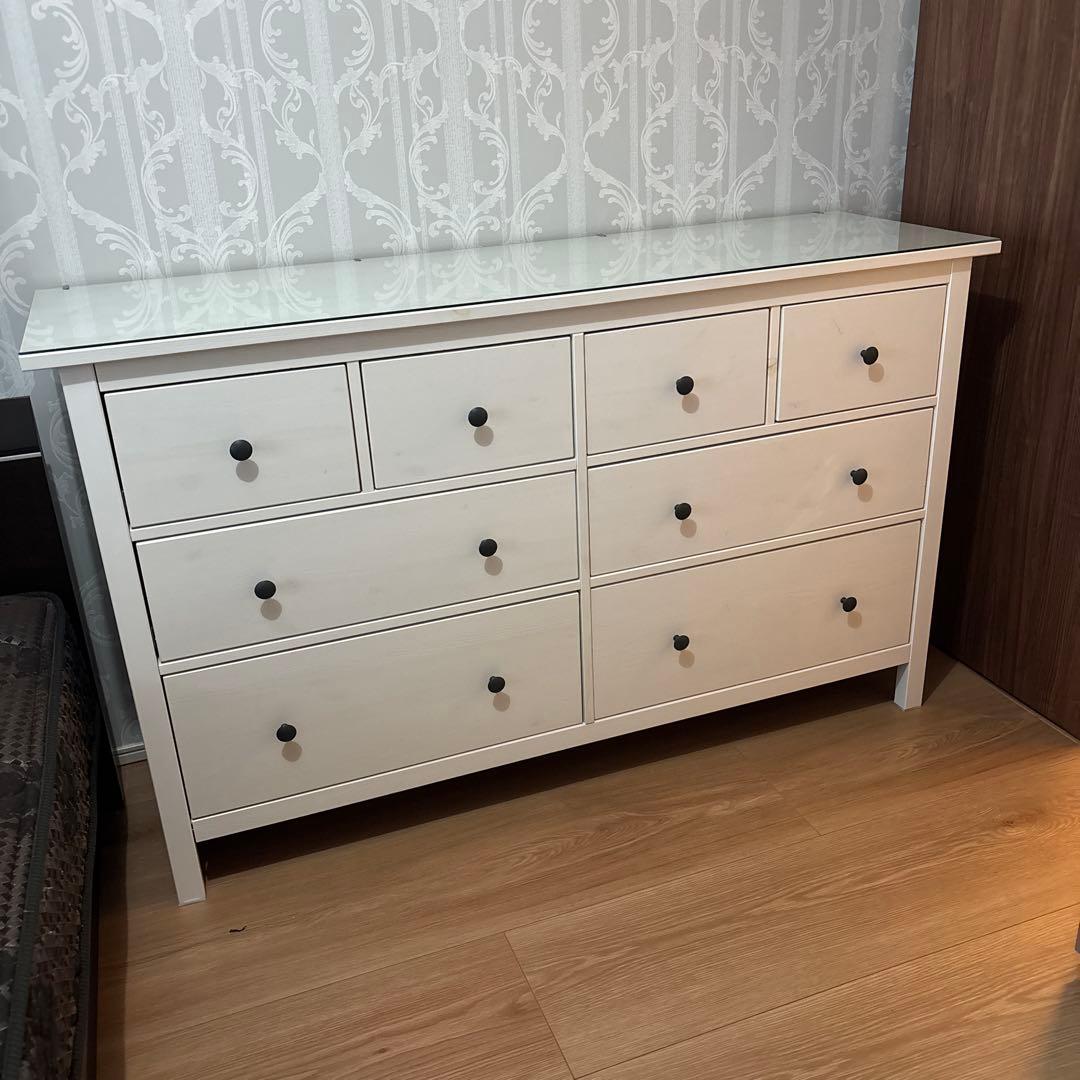 IKEA ホワイト木製チェスト HEMNES