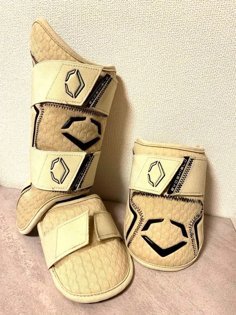 【美品✨】エボシールド　エルボーガード＆レッグガード　カラー:サンド　右打者用