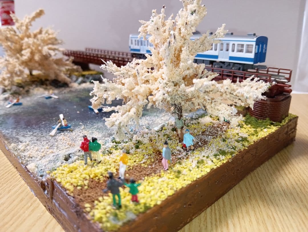 Nゲージ 鉄道模型 桜の風景ジオラマ（その4)