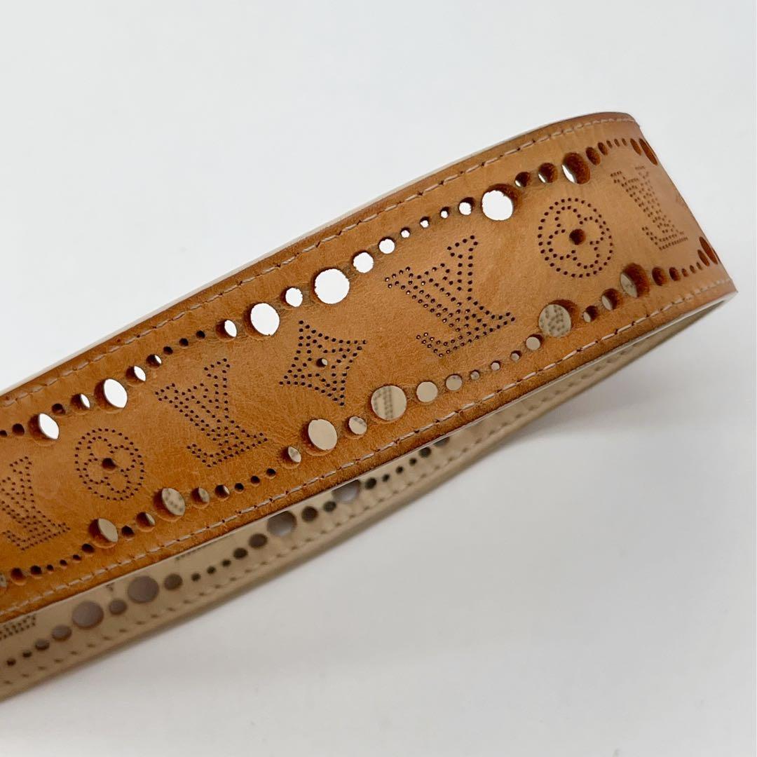 ルイヴィトン サンチュール フェニックス ベルト パンチング 85/34 白系