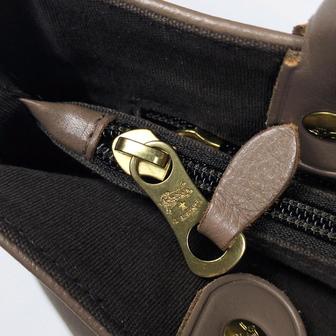 イルビゾンテ　ハンドバッグ　トートバッグ　レザー　グレージュ　ロゴ型押し