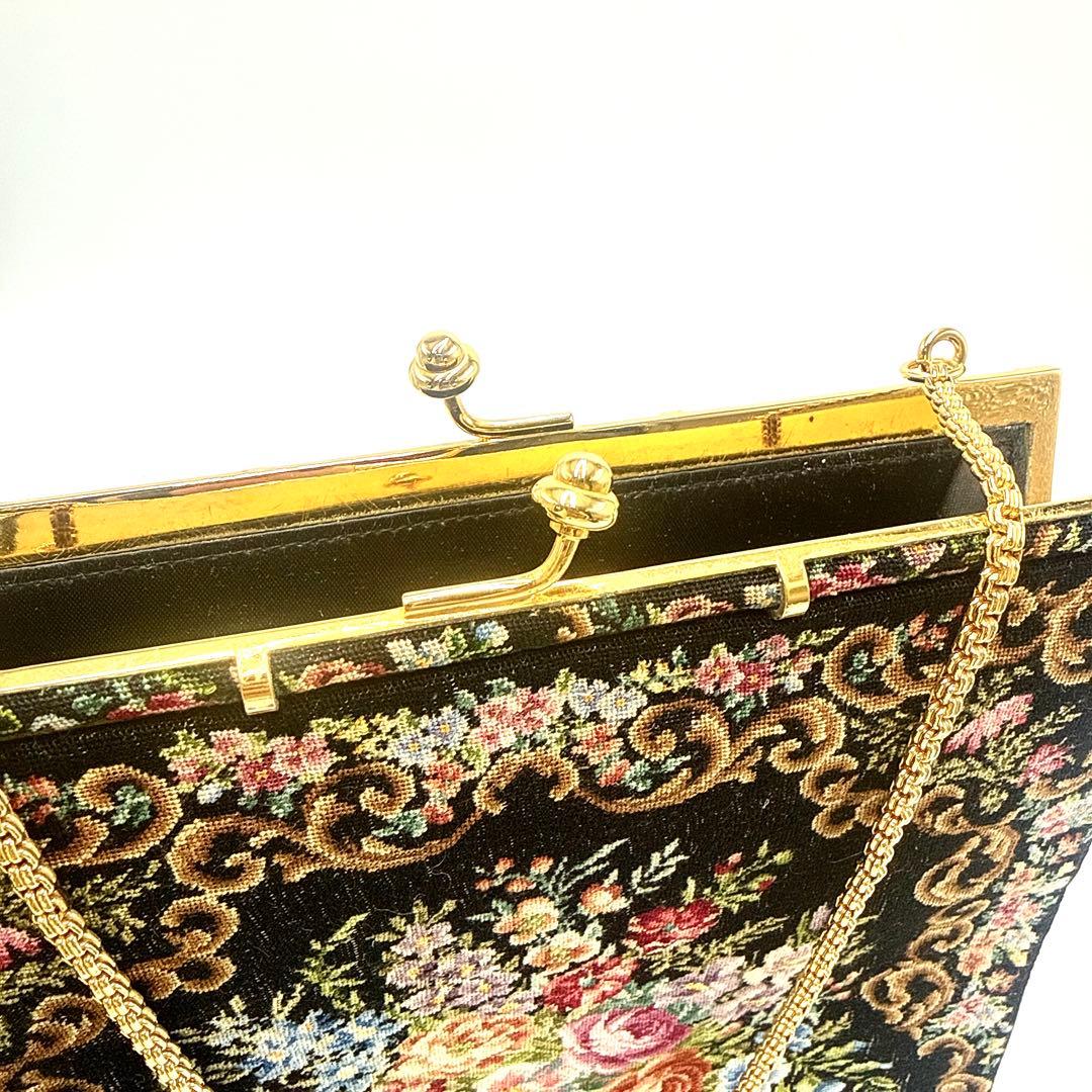 【美品】Leu Locati italy プチポワン刺繍 チェーン バッグ