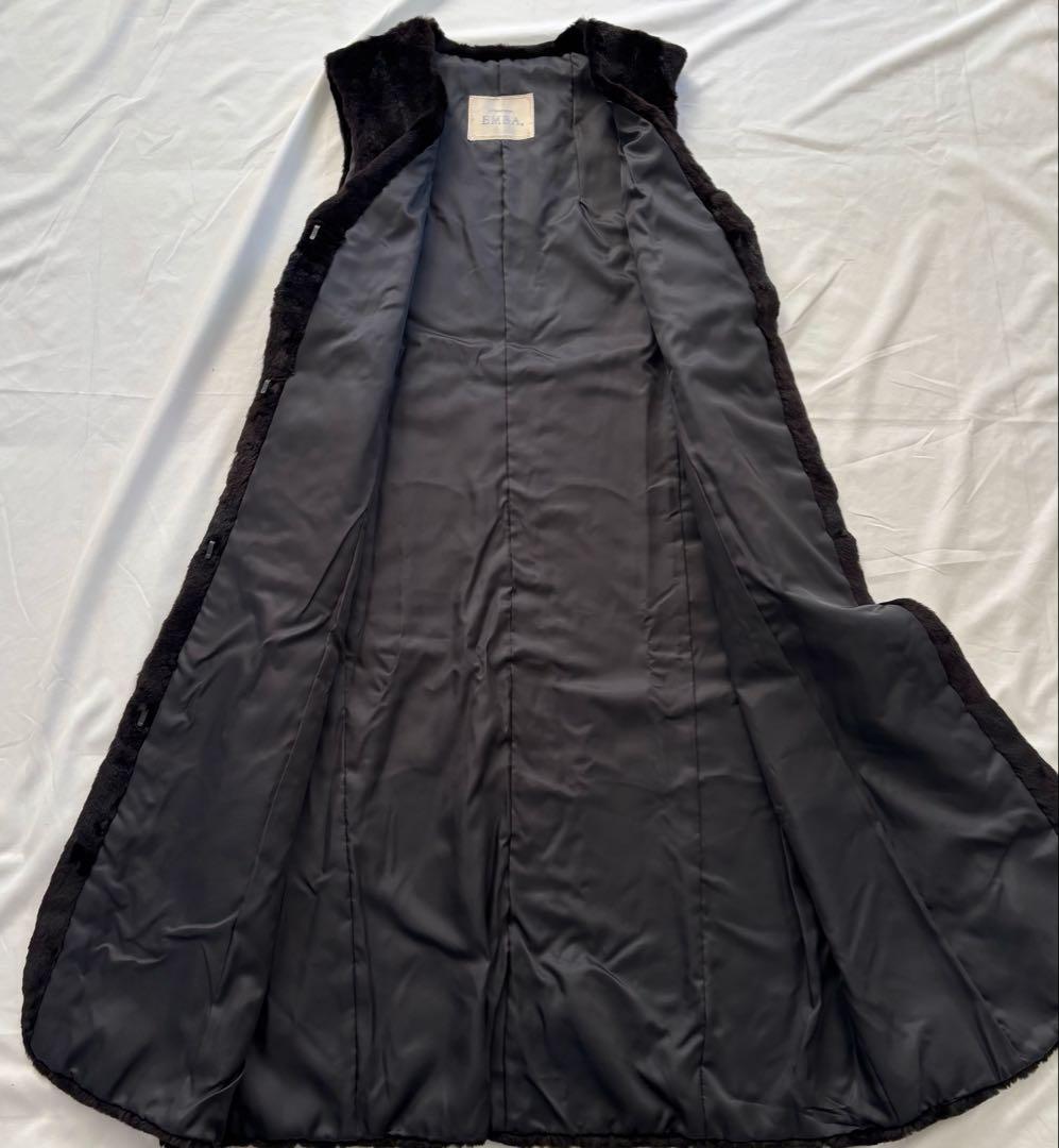 EMBA ロングファーベスト コリンスキー 黒 ゴールドボタン 毛皮