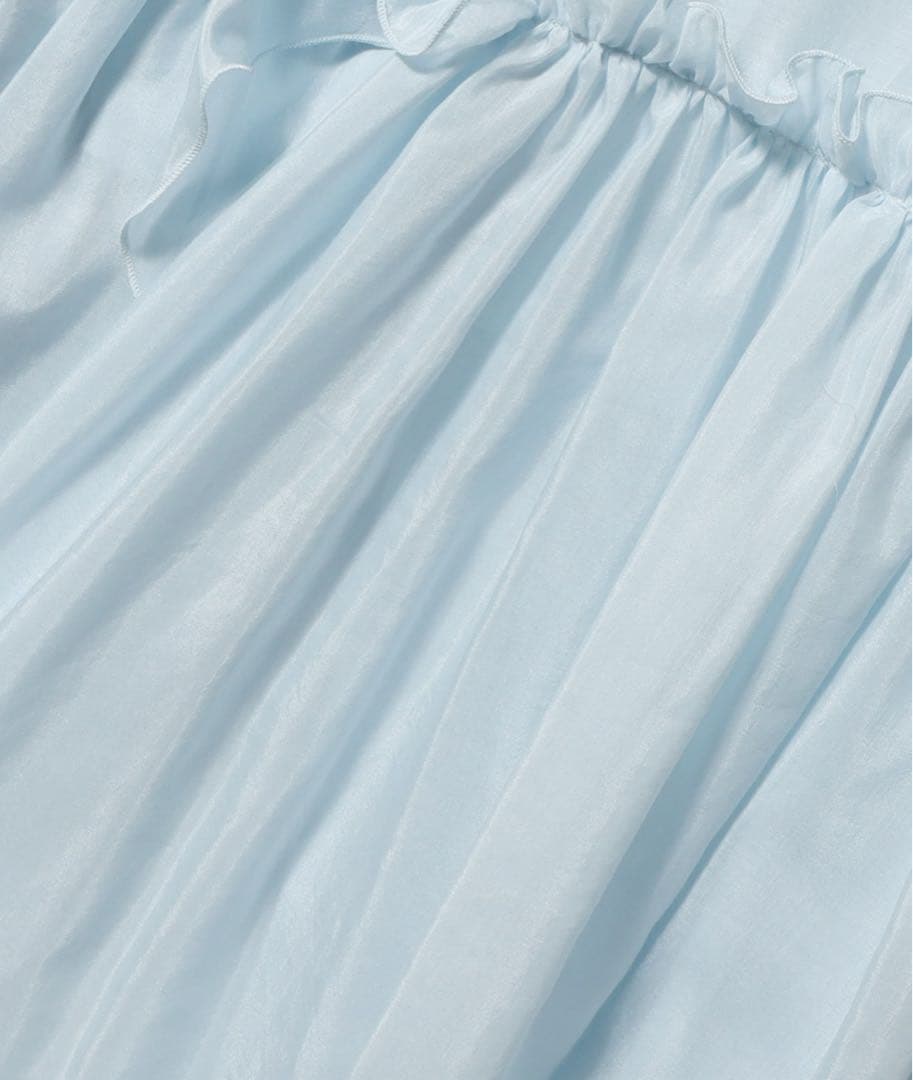 ESTNATION コットンシルク フリルチュニックブラウス ライトブルー