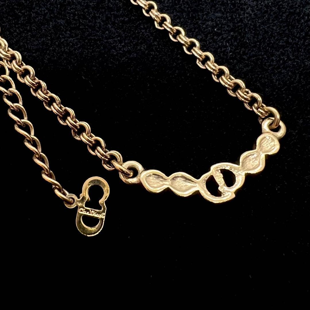 美品✨クリスチャン ディオール ネックレス ゴールド ラインストーン CDロゴ