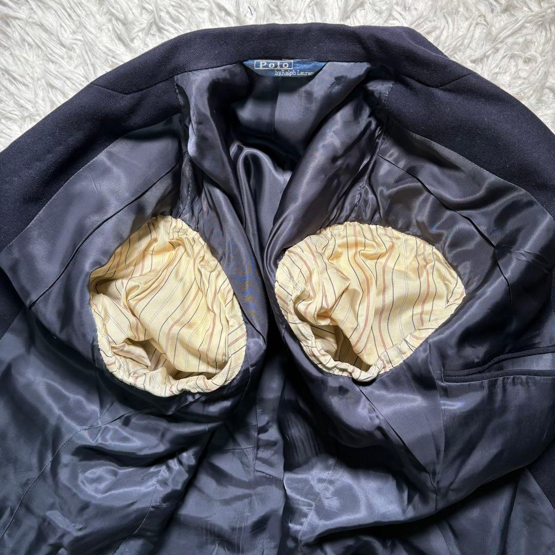 【美品】ポロラルフローレン　紺ブレ　金ボタン　ウール　テーラードジャケット　M