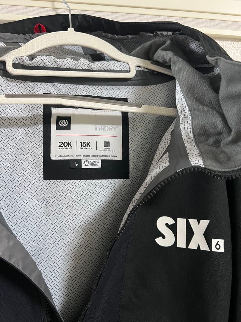 24-25限定SIX スノーボードウェア ブラック Lパンツセットアップ