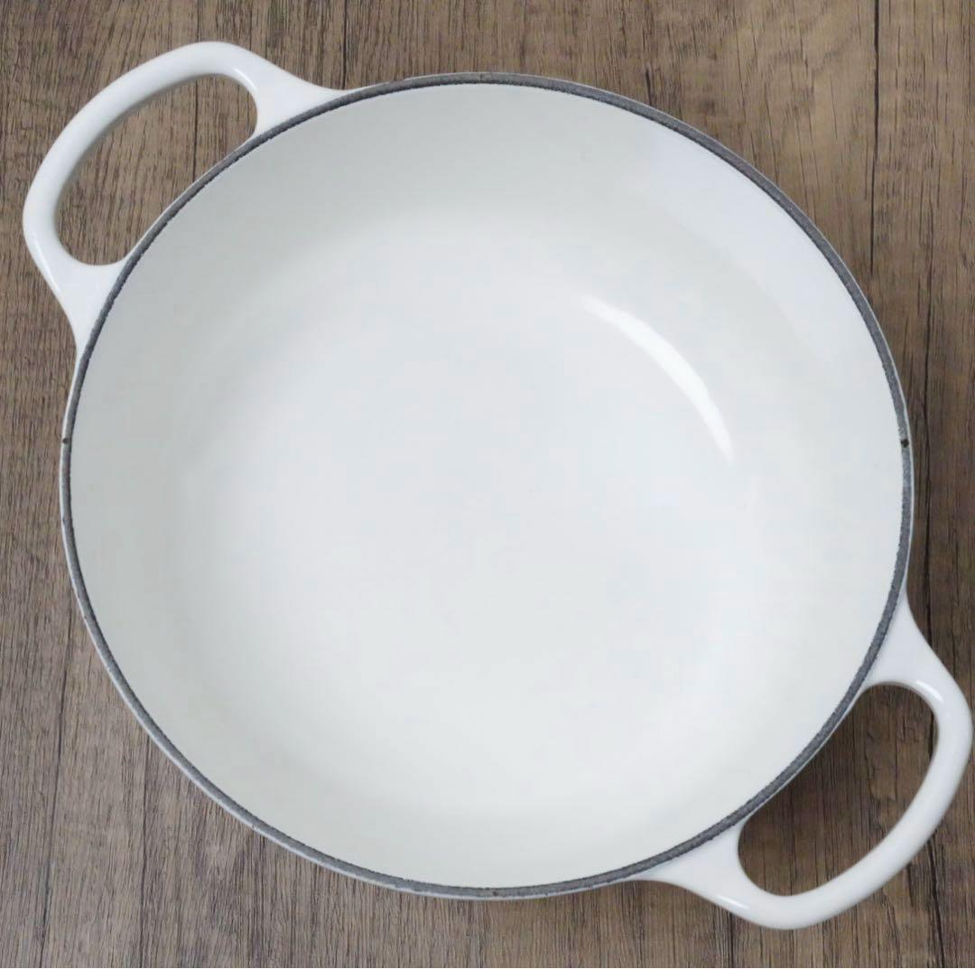 【美品】LE CREUSET　シグニチャーココット ロンド ホワイト　20cm