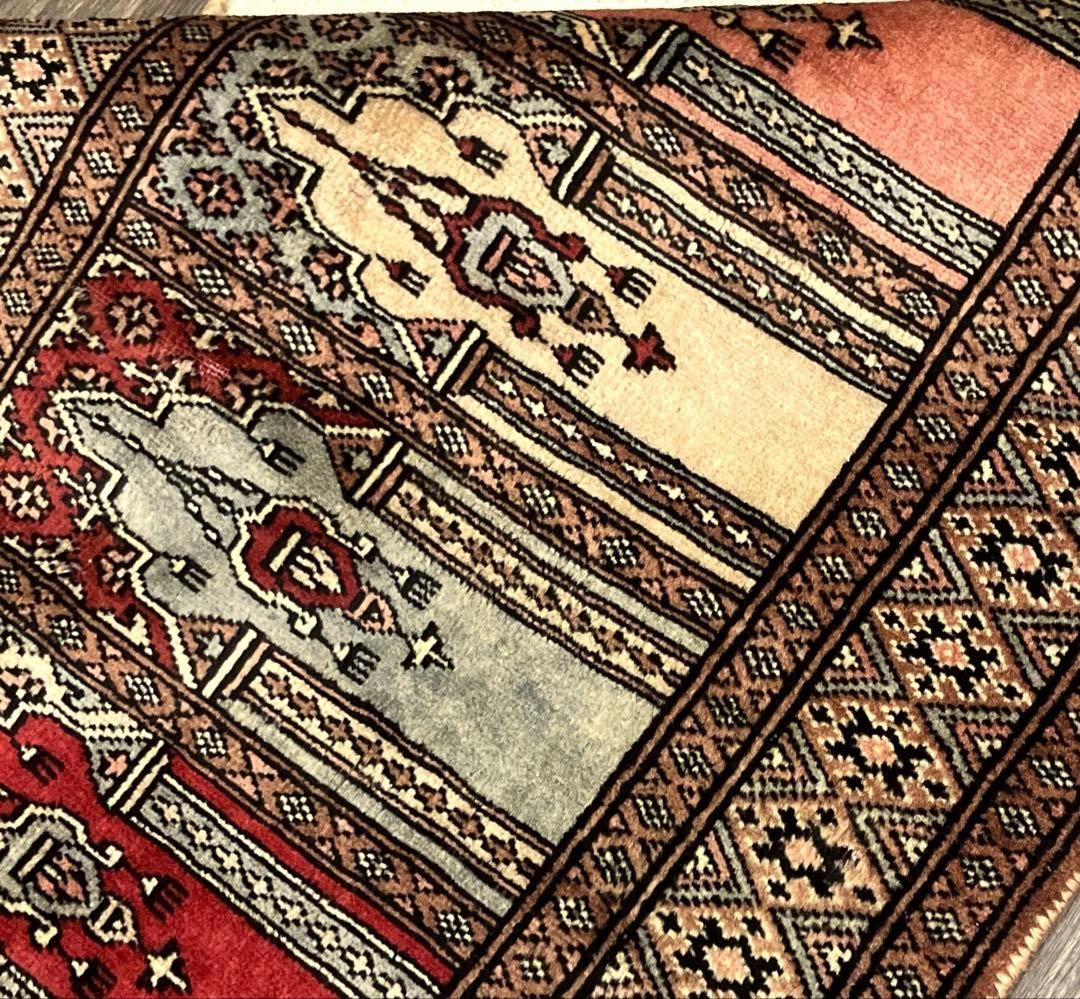 92x61cmヴィンテージ トライバルラグ手織り絨毯カシミリヤンアンテイーク絨毯