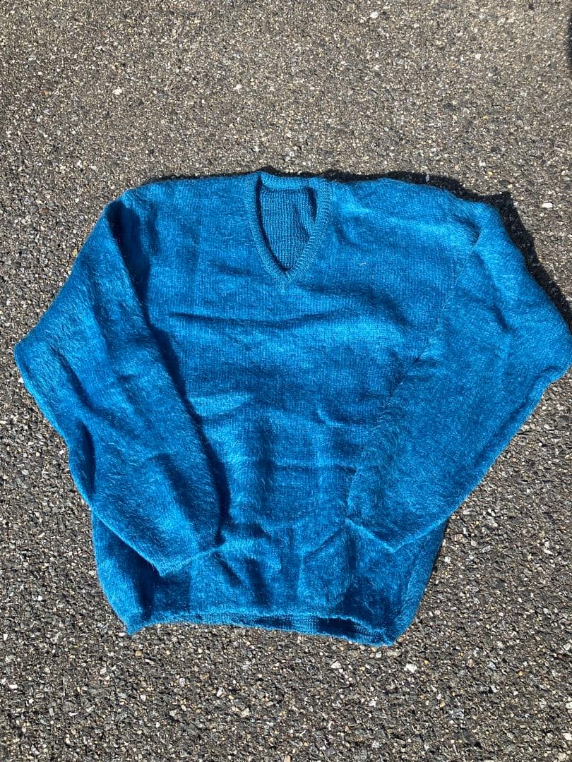 60s モヘア ニット 毛足長め アメリカ製 Vネック Vintage 50s