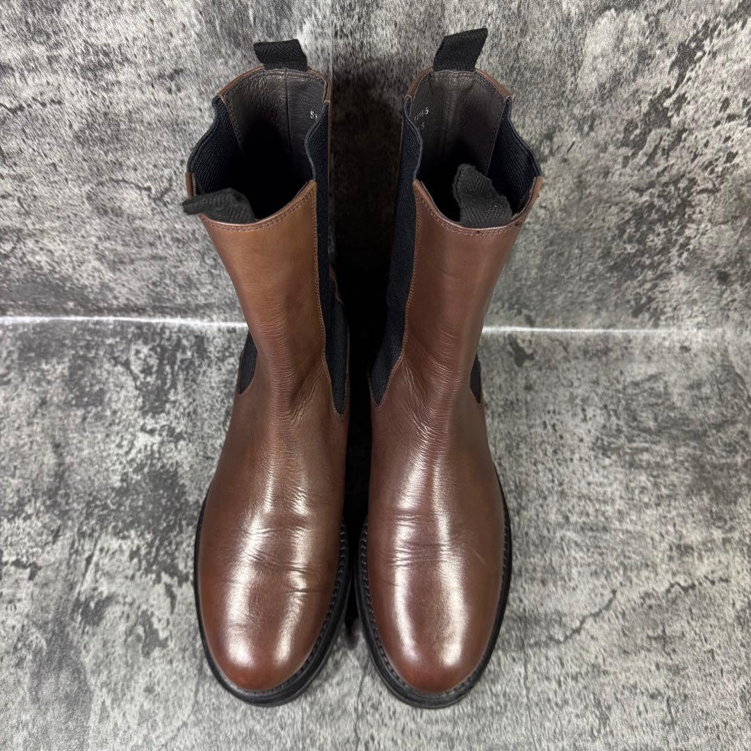 【美品】SAYA サイドゴアブーツ タンクソール ブラウン レザー 24.5cm