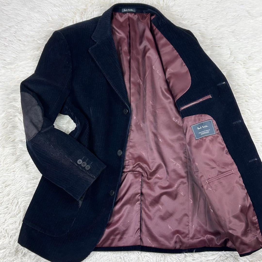 ポールスミス エルボーパッチ コーデュロイ テーラードジャケット 羊毛 ネイビー