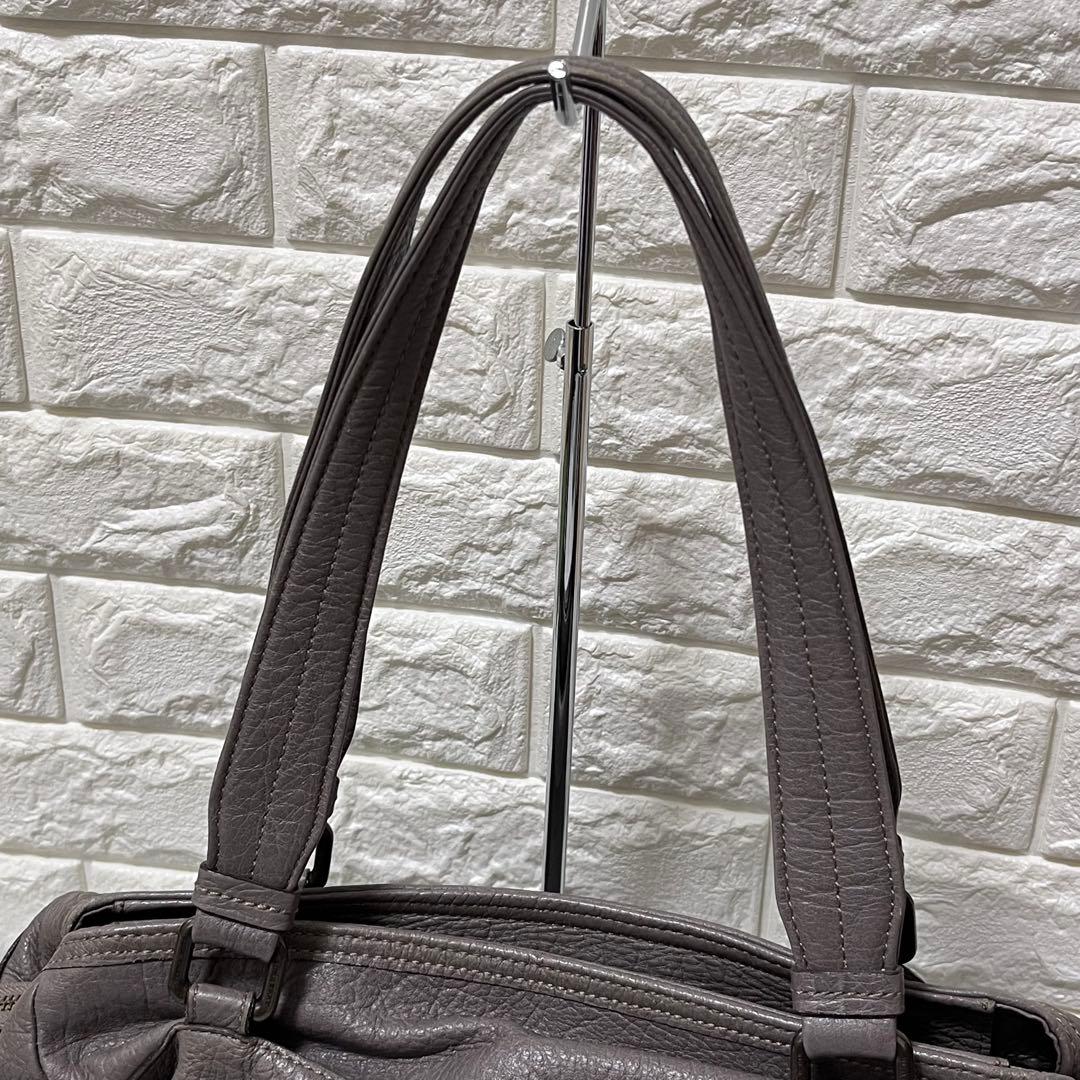 人気✨バーバリー ブルーレーベル ハンドバッグ シボ革 レザートート グレー