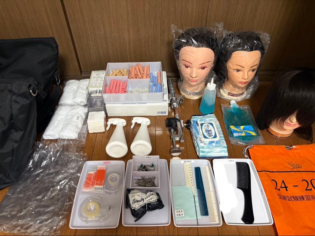 美容国家試験、オールウェーブ、ワインディングセット 練習用カットウィッグ