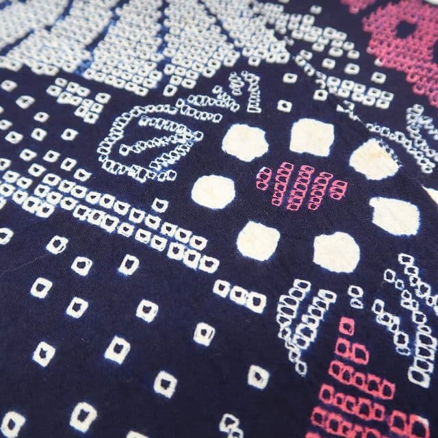 ゆき✾m1788＊美品 有松鳴海絞り 夏着物 綿 蝶 トール 高級浴衣