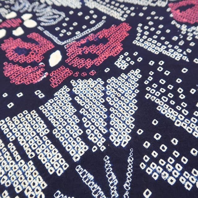 ゆき✾m1788＊美品 有松鳴海絞り 夏着物 綿 蝶 トール 高級浴衣