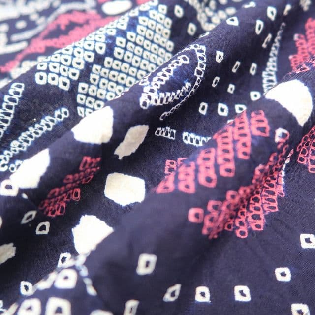 ゆき✾m1788＊美品 有松鳴海絞り 夏着物 綿 蝶 トール 高級浴衣