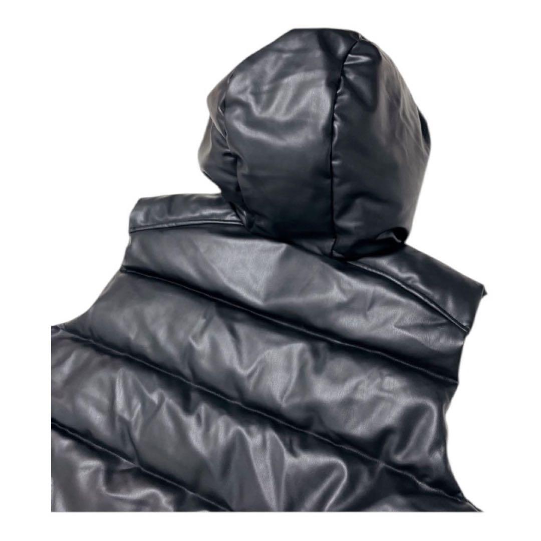 ZARA 希少 完売品 フェイク レザー ダウンベスト XLサイズ　パフベスト