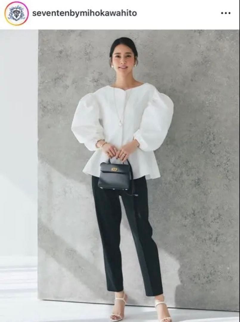 セブンテンby mihokawahitoハートネックパフブラウス/ホワイト