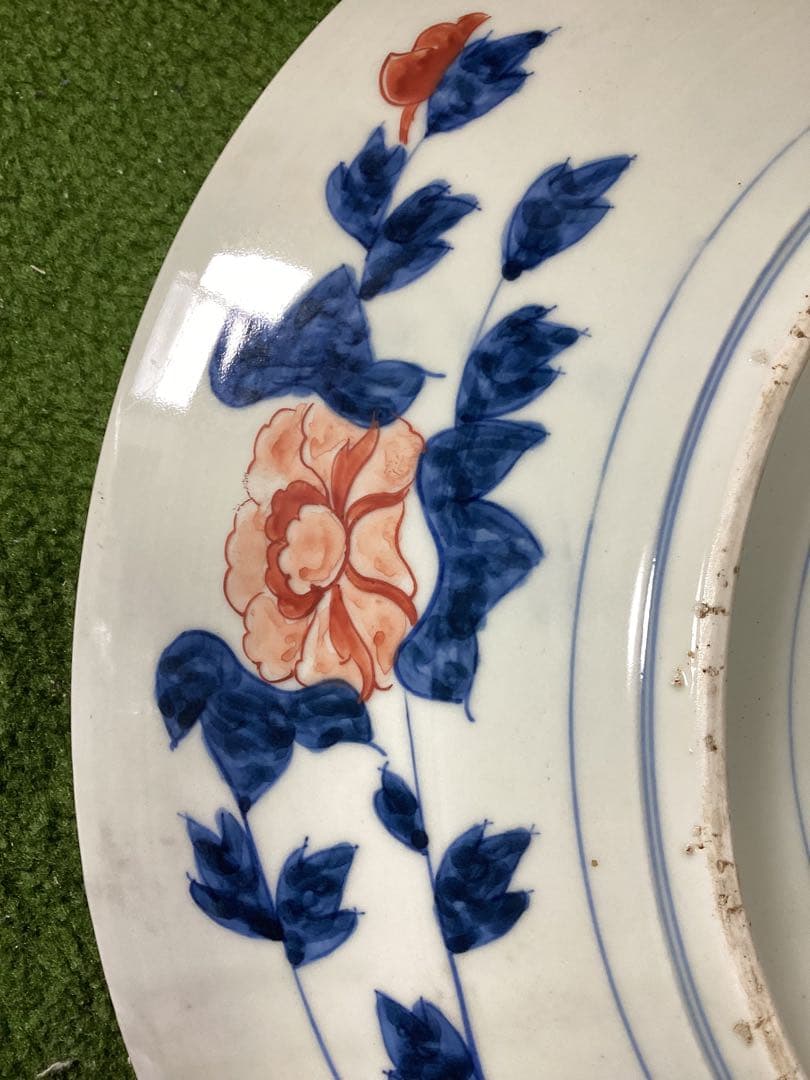 古伊万里江戸期　錦絵天保大皿幅約45.5cm 一枚、置物　古美術品