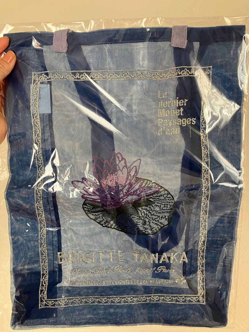 モネ展⭐︎睡蓮のとき⭐︎BRIGITTE TANAKA オーガンジー刺繍バッグブルー