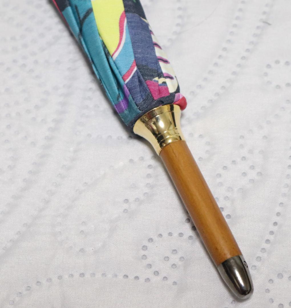 新品【晴雨兼用 長傘】希少！持ち手ループ型ハイビスカス柄 遮蔽率99％ 日傘