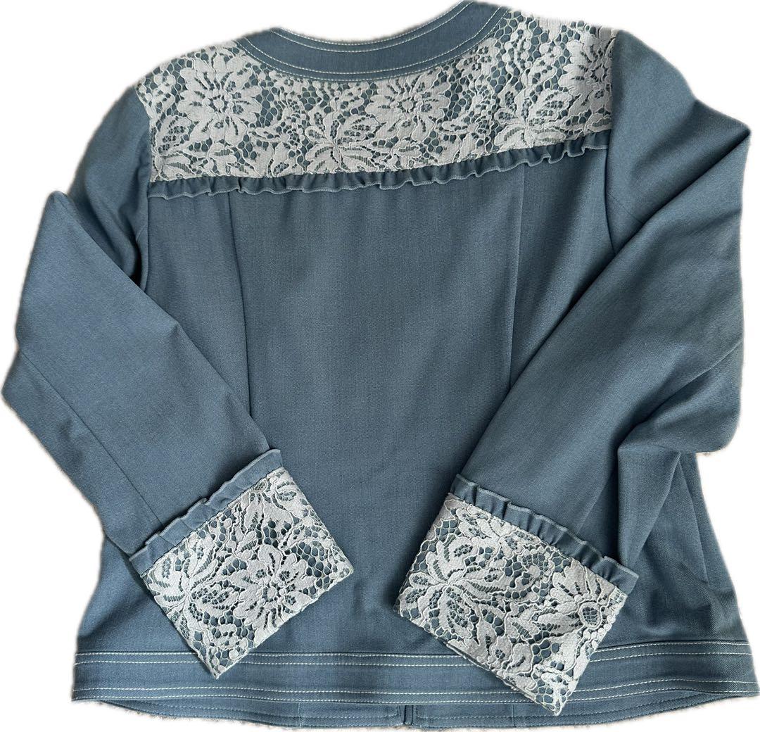 レース付きデニムジャケット ライトブルー