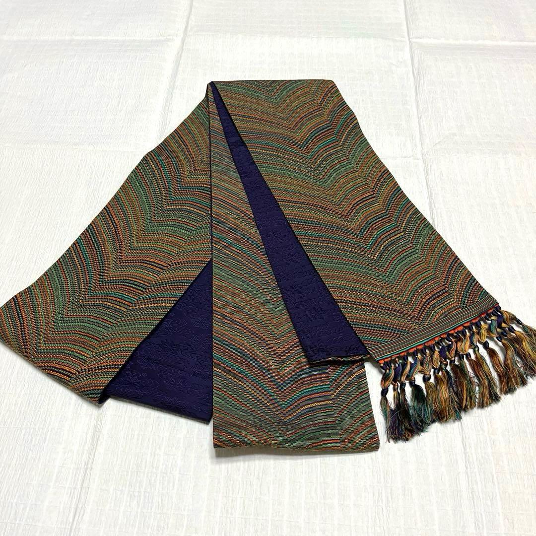 【中古品☆正絹】美品！本場筑前！博多織　半幅帯　リバーシブル