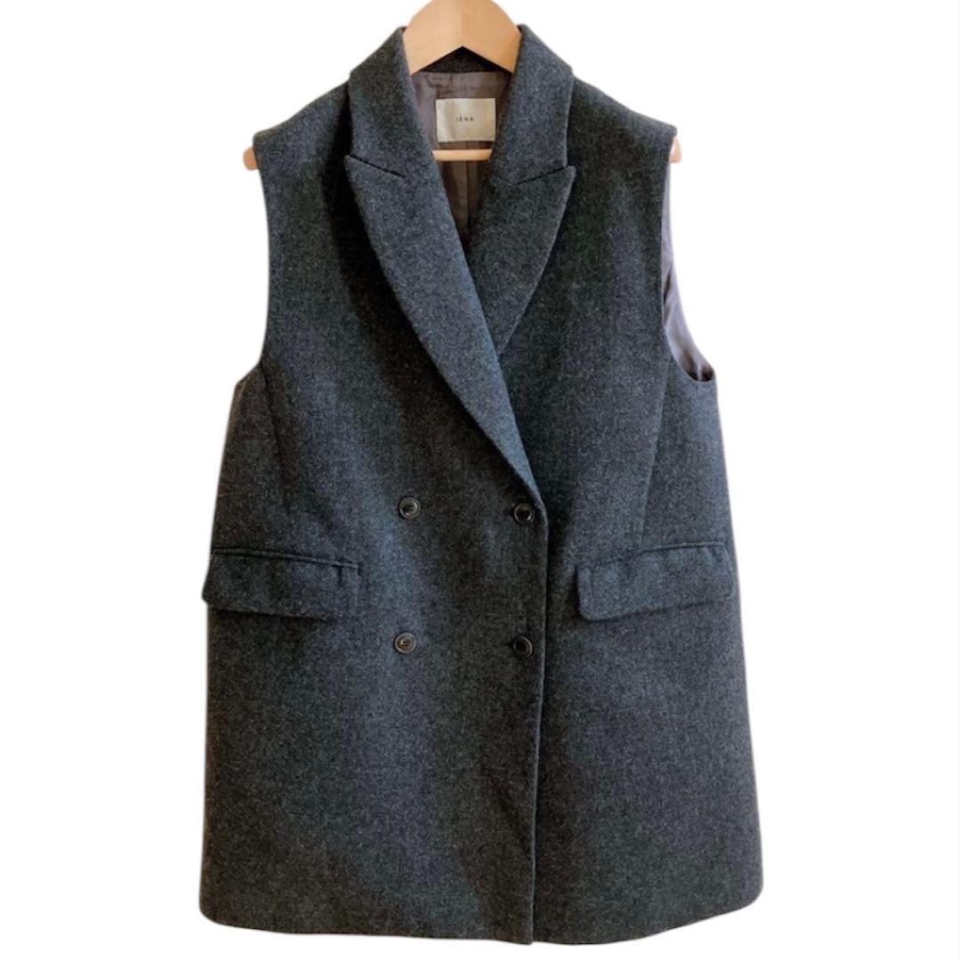 極美品⚑イエナ　テーラードベスト　ジレ　ダブルボタン　スーパー100's グレー