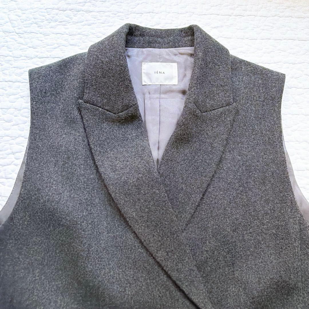極美品⚑イエナ　テーラードベスト　ジレ　ダブルボタン　スーパー100's グレー