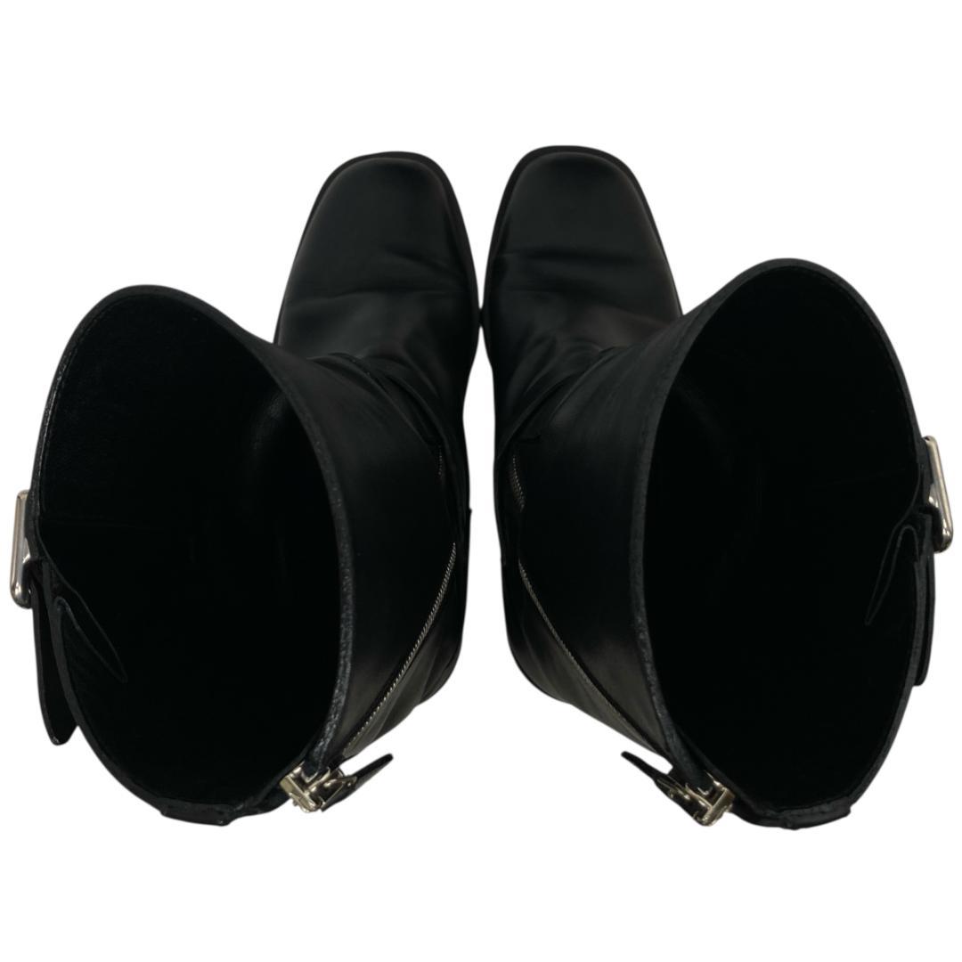 シャネル ココマーク エンジニアブーツ 35C レザー ブラック サイドジップ