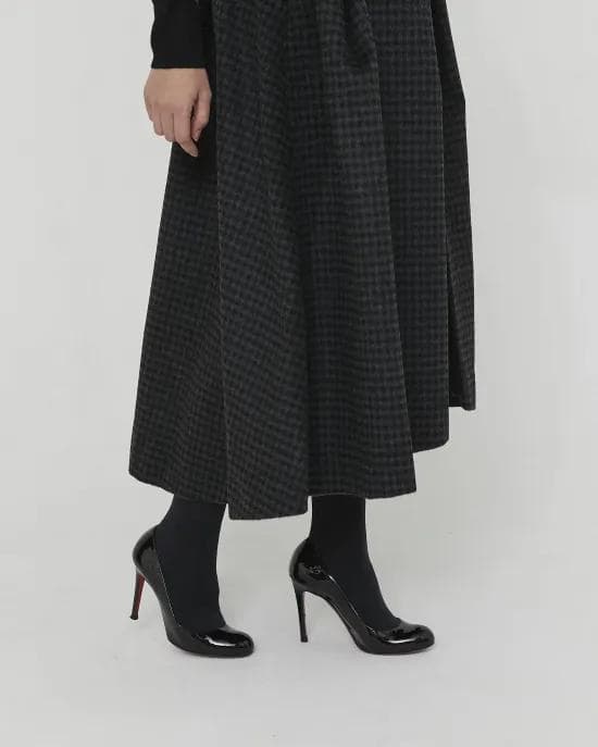 セブンテン ミホカワヒト ウールチェックエプロンワンピースXS　超美品