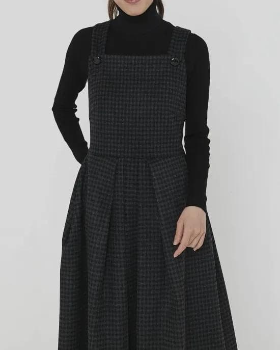 セブンテン ミホカワヒト ウールチェックエプロンワンピースXS　超美品