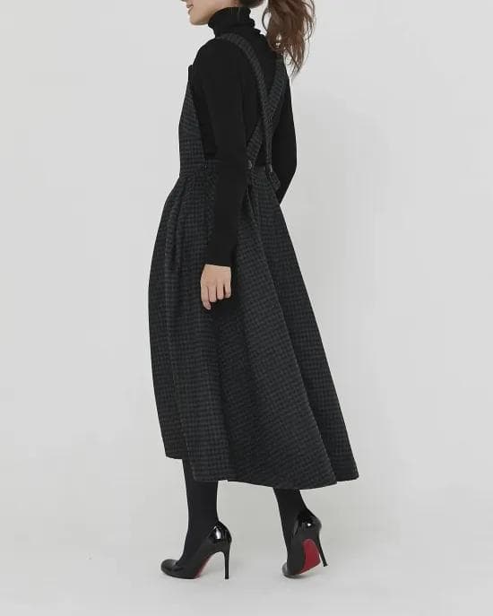 セブンテン ミホカワヒト ウールチェックエプロンワンピースXS　超美品