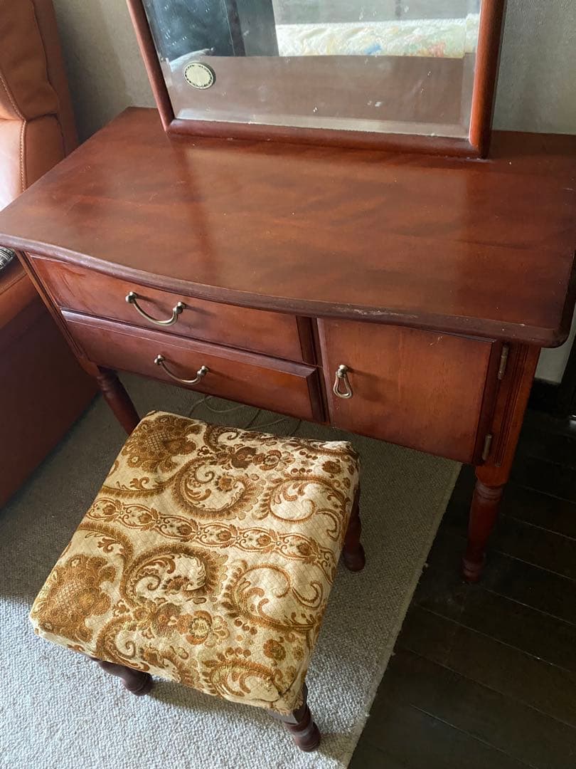 高級木製ドレッサー・鏡台 2引き出し収納付き