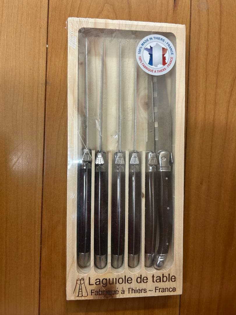 新品未使用ラギオールLaguiole テーブルナイフ 6本セット　ダークブラウン
